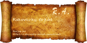 Rakovszky Arkád névjegykártya
